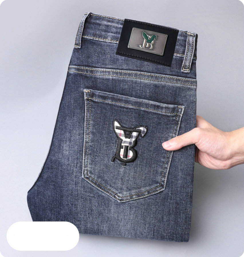 Men's Jeans New JEANS Pants pant Mens trousers BB Stretch Autumn winter close-fitting jeans cotton slacks washed straight business casual XW2088-00 Y241114ZEIN