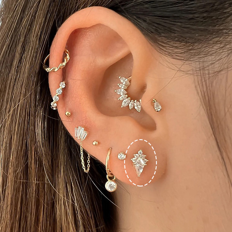 Stud Ear Piercing Cartilage Helix Daith Earrings for Women 1pc Screw Stainless Steel Tragus Stacking Earing y2k INS Jewelry 230926