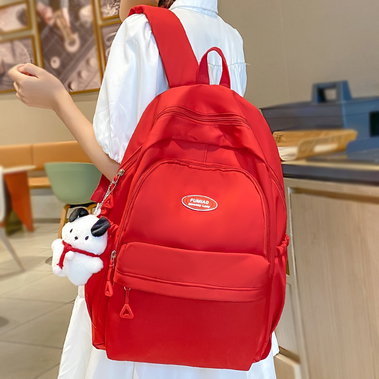 School Bag Red Lady Waterproof Cute Laptop Book Bag Girl Kawaii Nylon Backpack Fashion Female Travel College Cool 230926