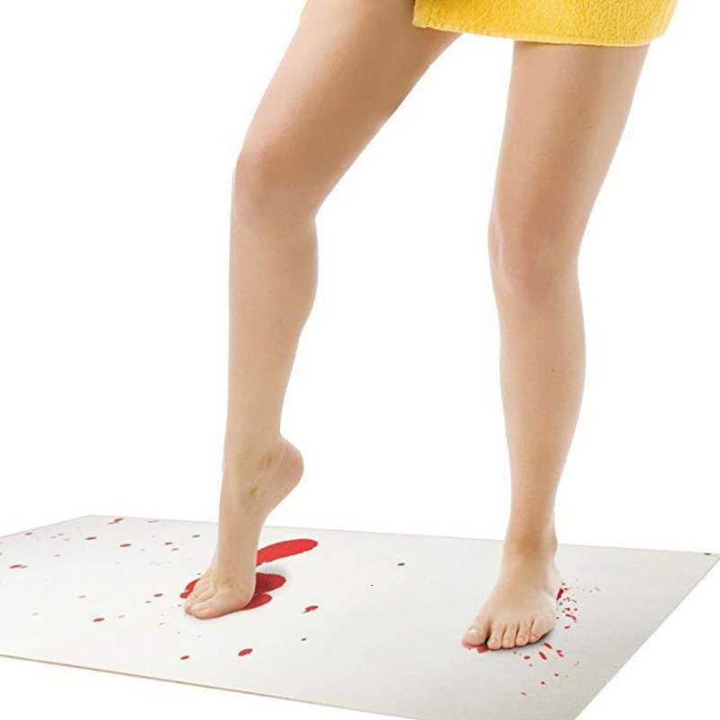 Carpet Halloween Gifts Blood Bath Mat Wet Horror Bloody Footprints Shower Carpet Bathroom Non-slip Rug Bathroom Halloween Decor 230926