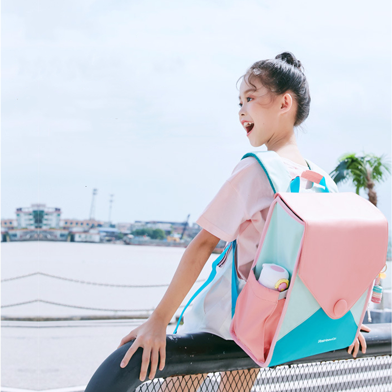 School Bags Elementary Backpacks Rainbow Girls Backbone Protection Reduce Burden Cute Schoolabag Mochila 230926