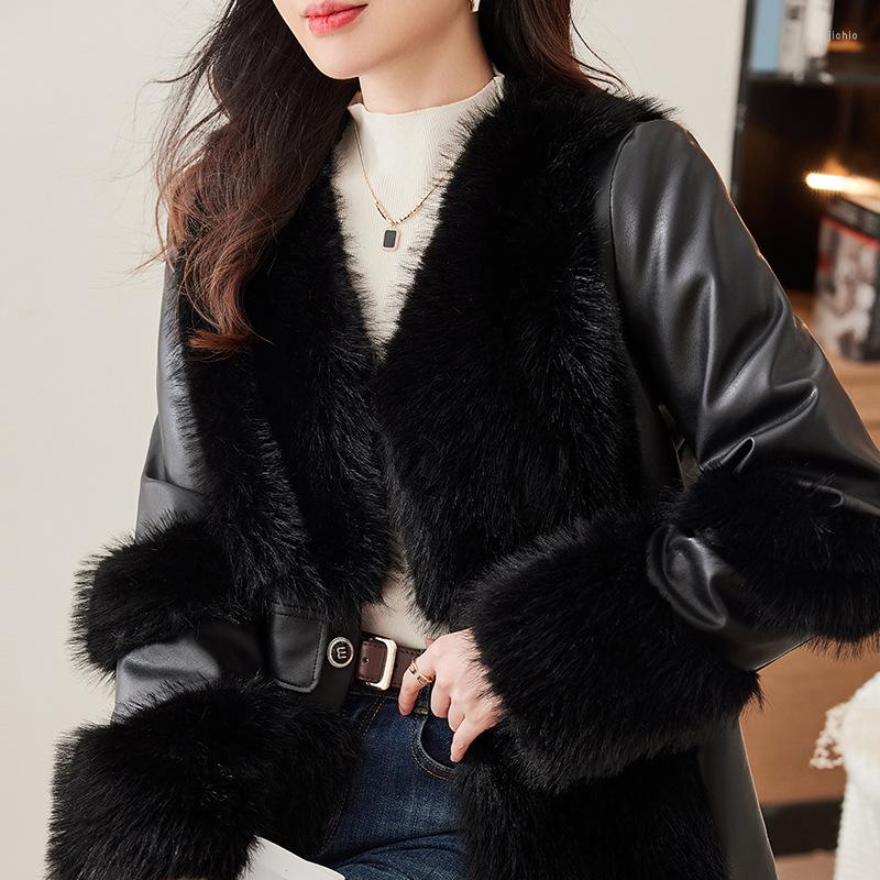 Womens Fur 2024 Style Faux Coat For Women Loose Fit High-Quality Fleece Jacket Winter Warm