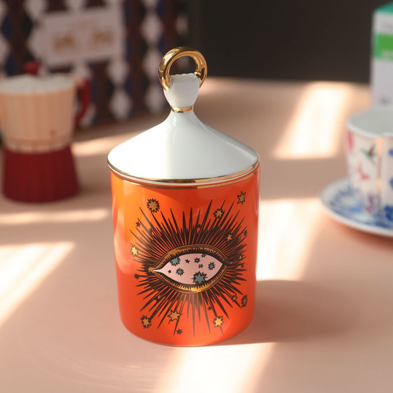 Candle Holders Big Eye Jar Starry Sky Incense Candle Holder with Hand Lid Aromatherapy Candle Jar Handmade Candleabra Home Decoration 230925