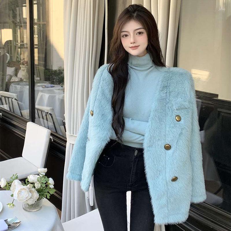 Womens Fur Xpqbb Fashion Faux Coat Autumn Winter High Quality Jacket Ladies Korean Chic Thick Warm Fluffy Overcoat
