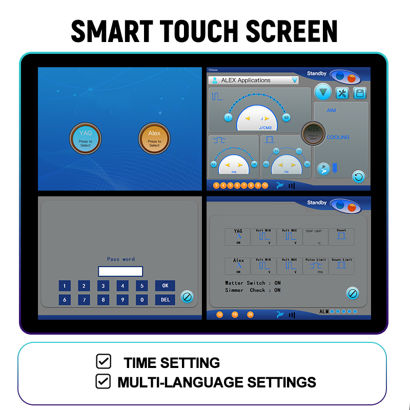 2024 Professional Long Pulse Nd Yag 1064nm Laser Machine Alexandrite 755nm Laser Hair Removal Acne Treatment Vascular Legions Remove Epilator Hair Rem