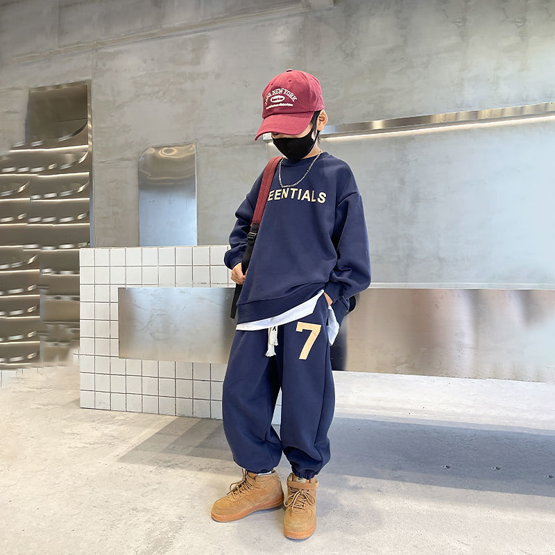 Clothing Sets Boys' Sweatshirt Suit Junior Kids Fashion Printed Letter Thickened Top Casual Sports Pants 2 Piece Set 315Y Trend 230926