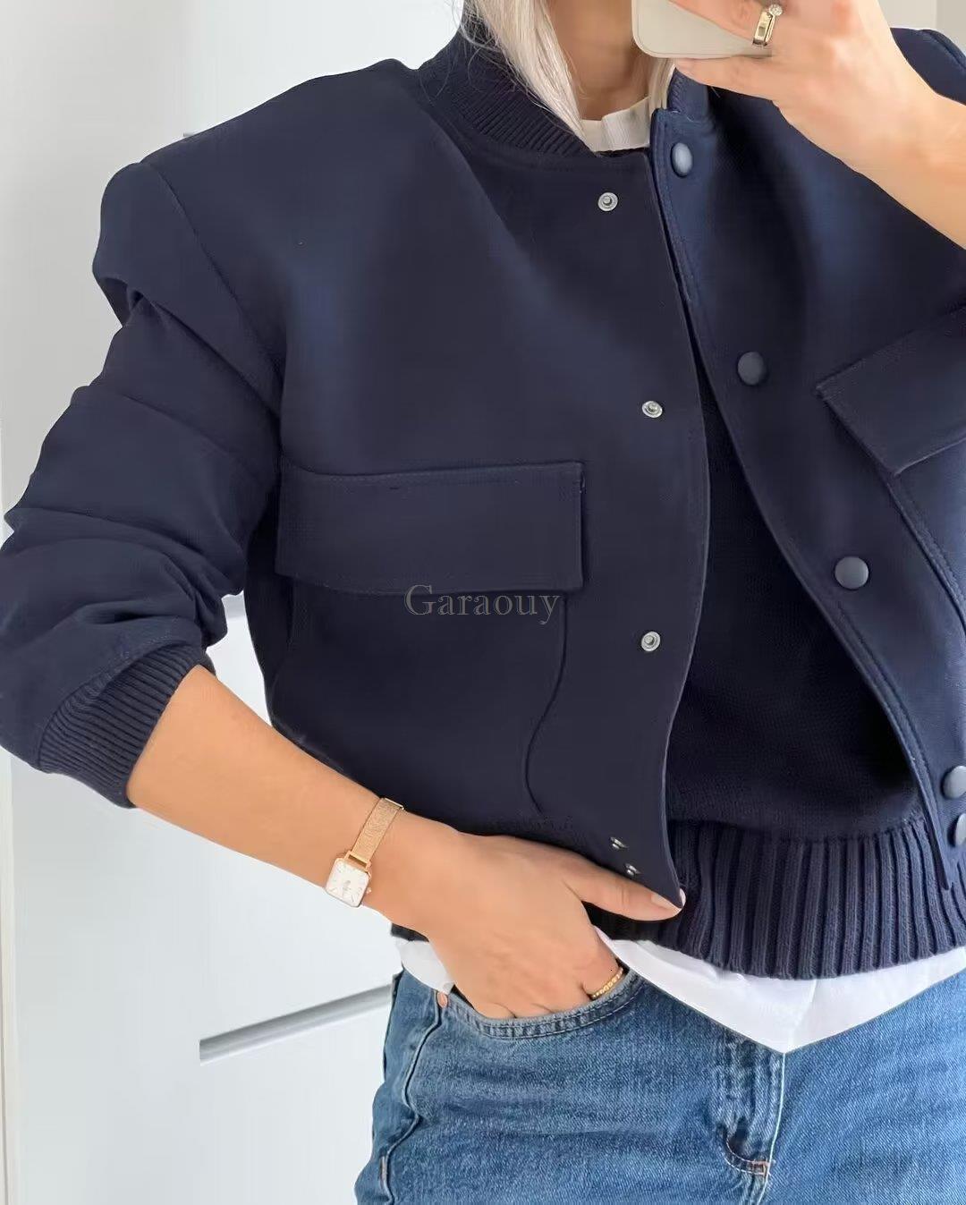 Women's Jackets Garaouy Spring Basic Women Large Pocket Pilot Jacket Female Loose Single Breasted Coats Simple Leisure Tops Outwear Mujer 230926