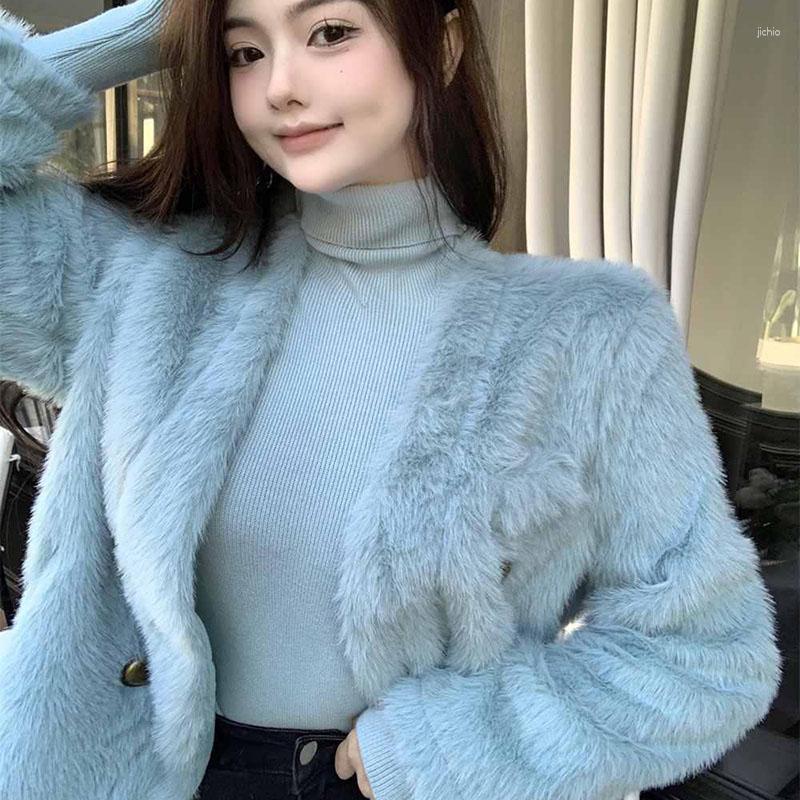 Womens Fur Xpqbb Fashion Faux Coat Autumn Winter High Quality Jacket Ladies Korean Chic Thick Warm Fluffy Overcoat
