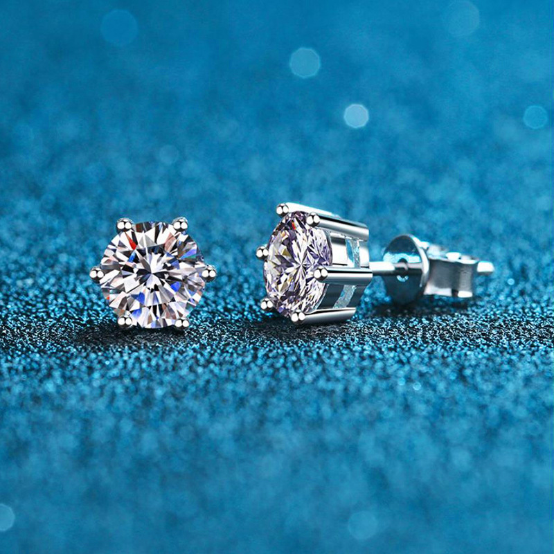 Sterg Dia Stud Earrings 2ct Genuine D Color Moissanite for Ladies Gentlemen Sier Earring Anniversary Celebration Presents Jewelry