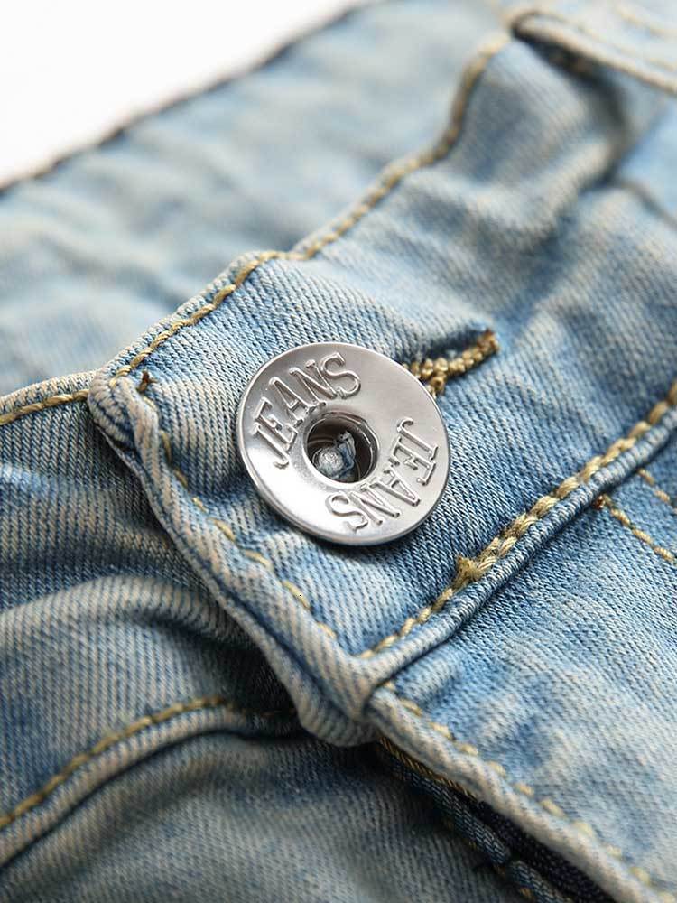 Mens Jeans Solid Faded Ripped Frayed Denim Midwaist Slim Fitted Pants Anklelength Zipper Trousers with Pocket 230925