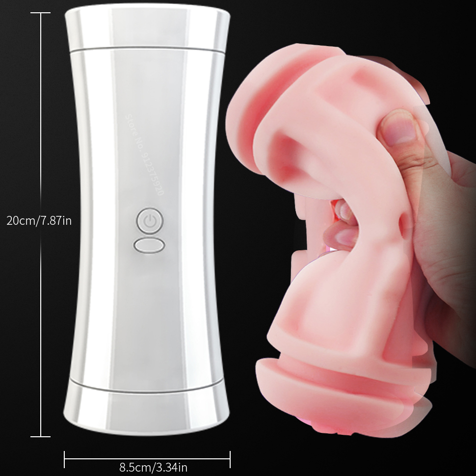 Masturbators Hand Free Male Masturbator Cup Vaginal Oral Sex Dual Channel Vibrating Masturbation Mouth Blowjob Toys for Men 230925