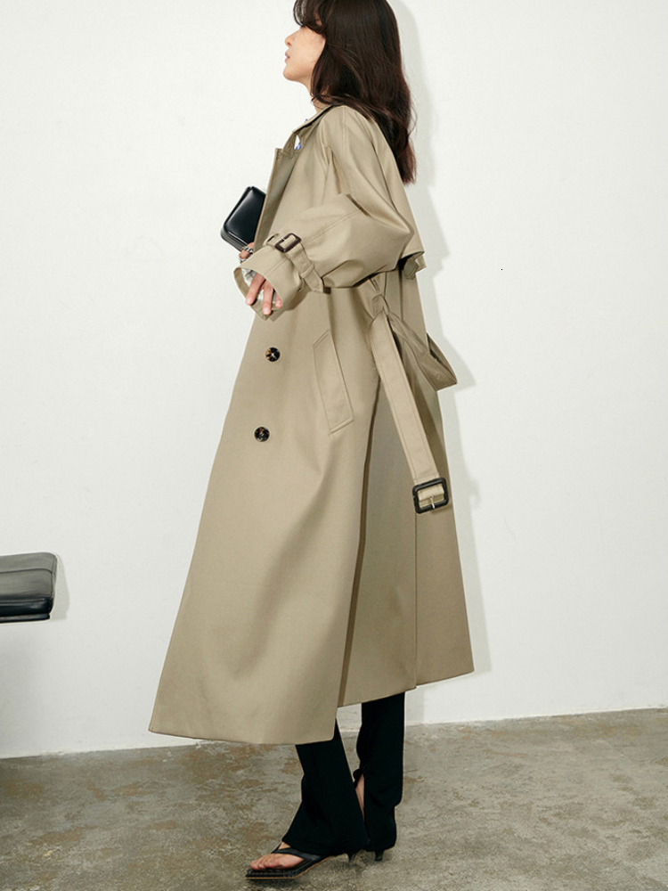 Womens Wool Blends Women Windbreaker Autumn Classic Fashion Loose Midlength Camel Long 230926