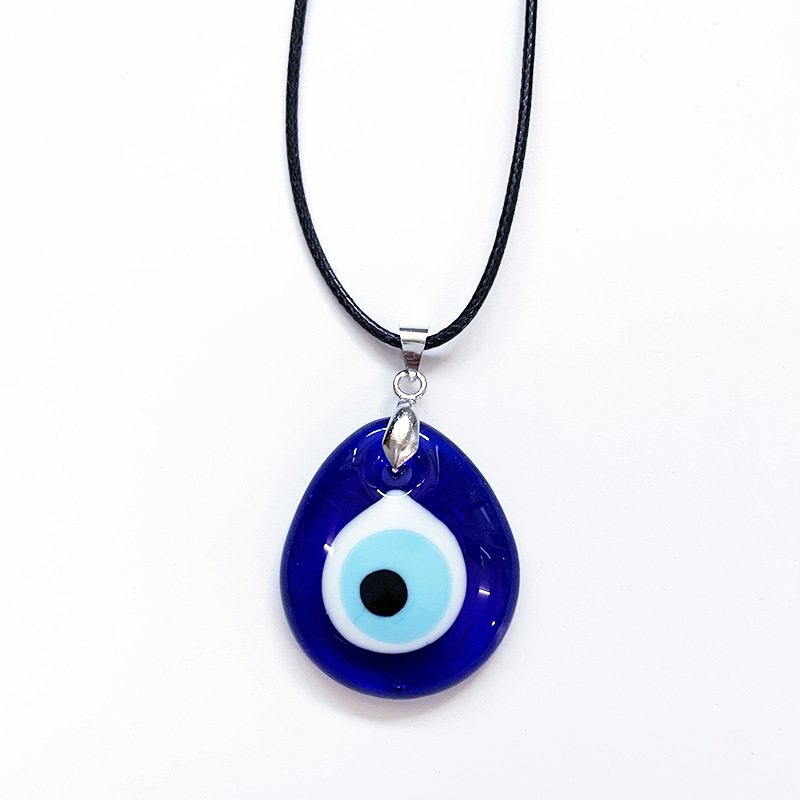 30MM Coloured Glaze Blue Evil Eye Necklaces Fashion Lucky Turkish Key Necklace For Friend Jewelry Gift