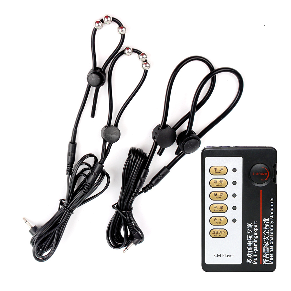 Adult Toys Electric Shork Stimulator Nipple Clamps Penis Ring Cock Stretcher Themed Male Masturbation Women Sex Adults Bondage 230925