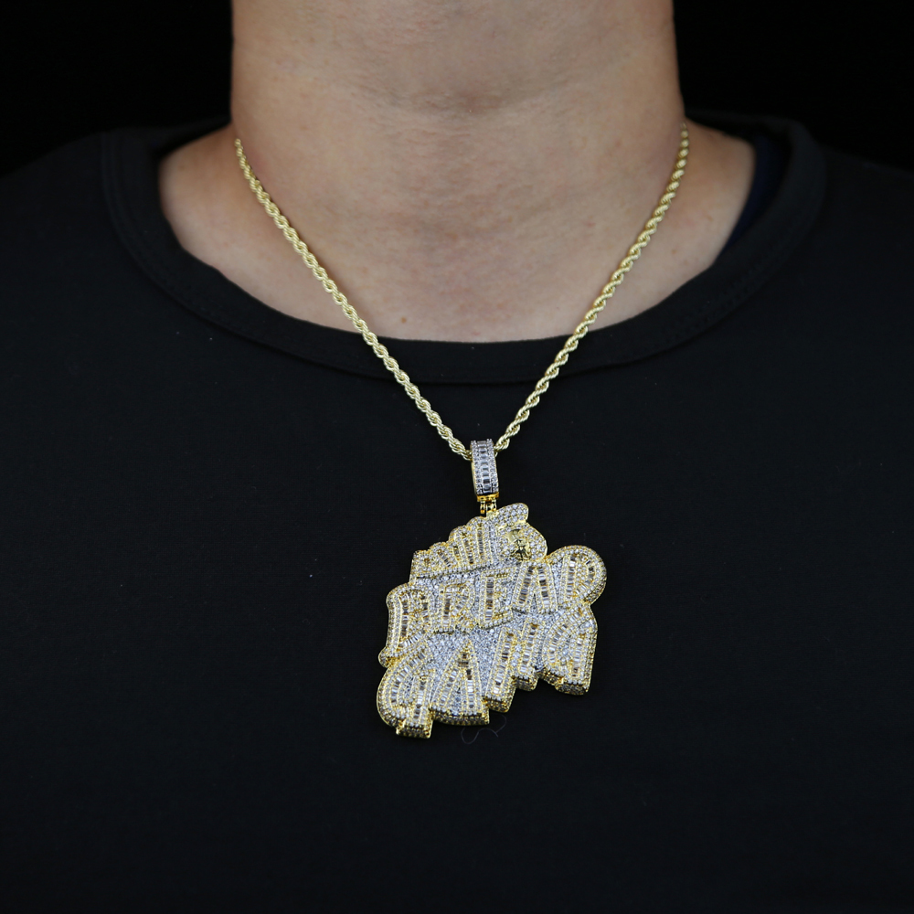 Chokers Fashion BREAD GANG Letters Necklace For Men Bling Micro Pave 5A CZ Cubic Zirconia Money Bag Pendant Iced Out Hip Hop Jewelry 230925