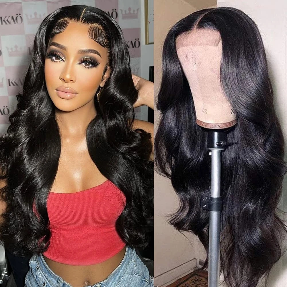 13x4 HD Transparent Body Wave Lace Front Human Hair Wigs for Women Pre Plucked Raw Indian Wavy 360 Lace Frontal Wigs