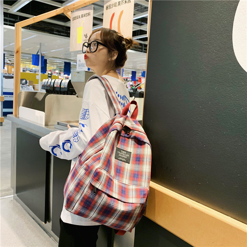 School Bags Fashion Plaid Canva s Backpack Student Backpacks Teenage Girl Large Capacity Waterproof Travel Rucksack 230926