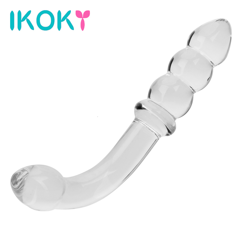 Adult Toys IKOKY Glass Dildo Artificial Penis Crystal Anal Bead Butt Plug Prostate Massage Masturbate Sex Toy for Women Men Gay 230925