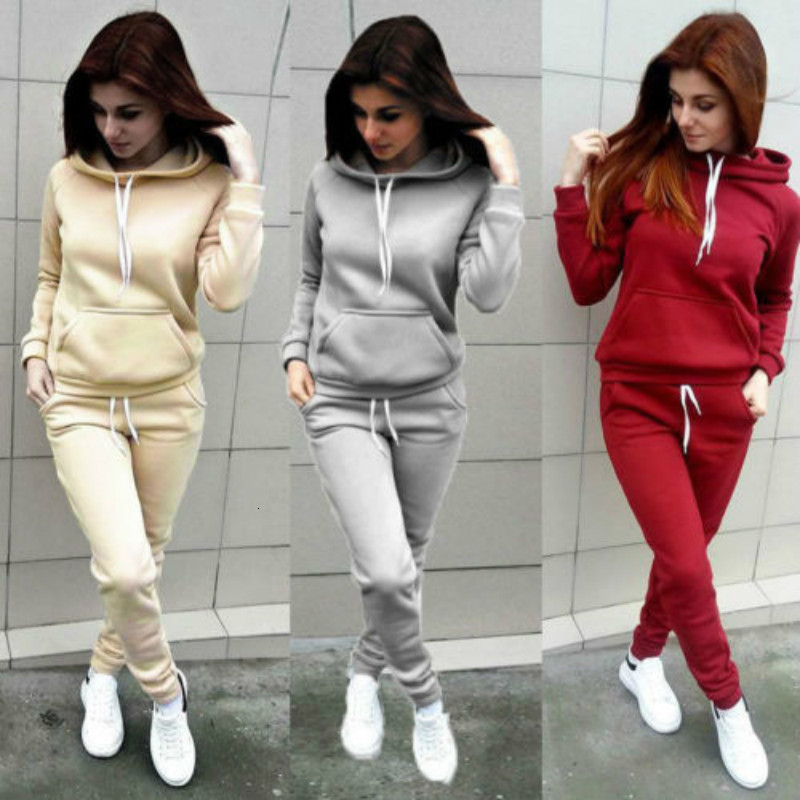 Women's Hoodies Sweatshirts Solid Women Tracksuit Casual Hoodies Sweatshirt Pant Set Lounge Wear Sport Suit 2PCS Autumn Winter Clothes 230926
