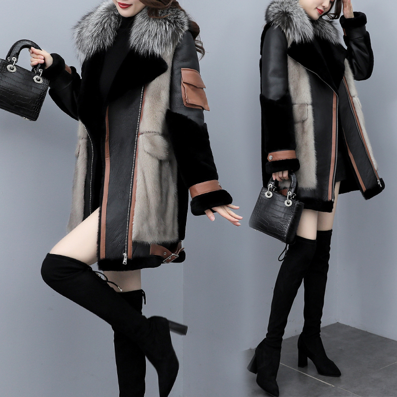 Womens Fur Faux Winter Fashion Coat Korean Loose Spliced Collar Warm Coats Female Long Parker Overcoat 230925