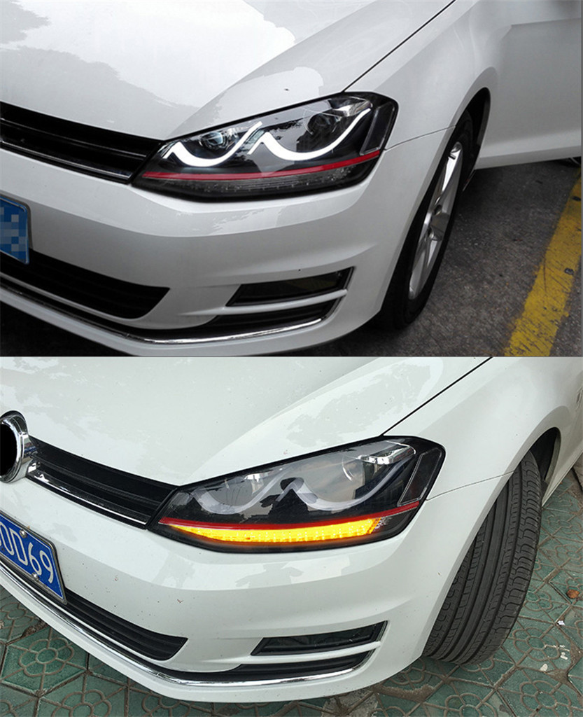 Car Front Headlight For VW Golk7 Golf 7 MK7 2013-20 17 Headlights LED DRL Running Lights Bi-Xenon Beam Fog Lights