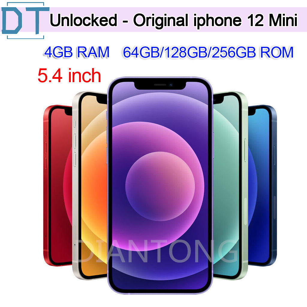 100% Original Refurbished Apple iPhone 12 mini 5G Cell Phone 64G/128GB/256GB 5.4''inch Screen Dual 12MP Unlocked Mobile phone,A+Excellent Co