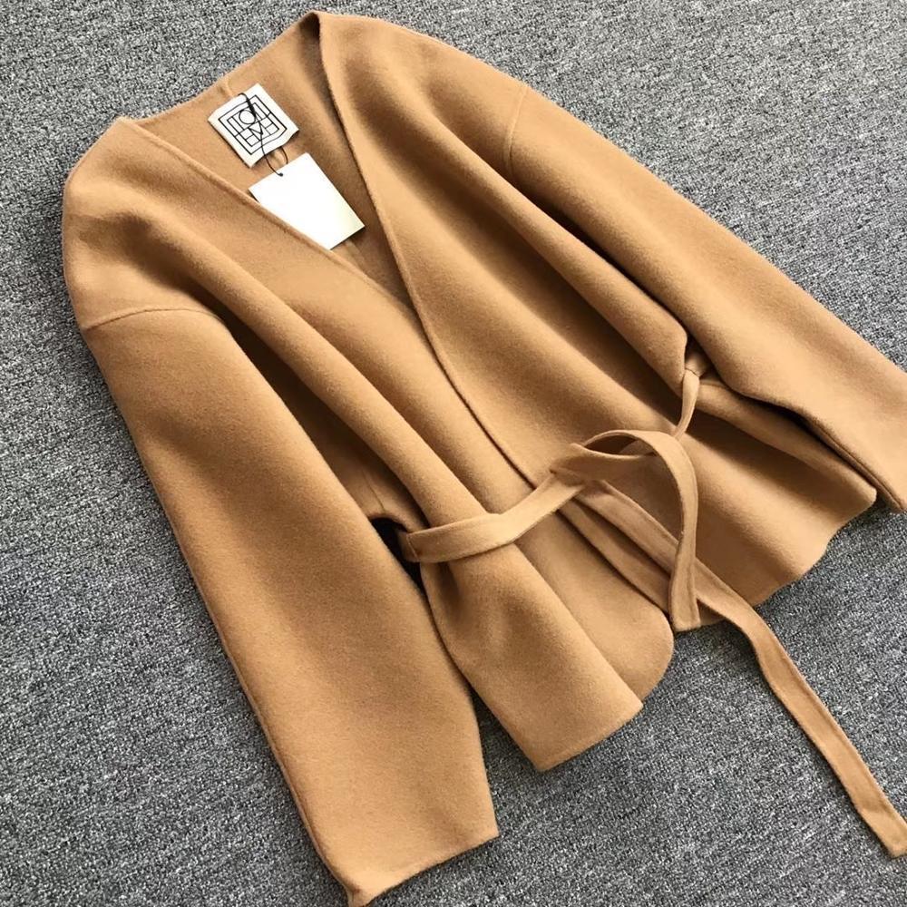Women's Wool Blends Totem* Wool coat short Cardigan Cassic ANNECY series V-neck Cardigan arc si-shaped Silhouette Belted Jacket Tight Waist 23092