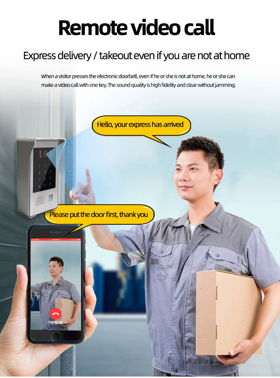 Tuya Smart Home Doorphone 7inch Touch Screen WIFI Video Intercom with Password and RFID Access Unlock Video Doorphone System