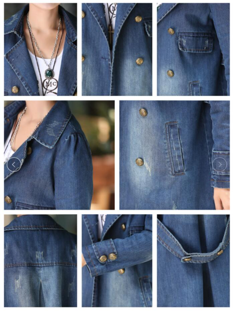 Women's Jackets Jean Jacket for Women Autumn/Winter Fashion Polo Mid Length Casual Double Breasted Belt Denim Trench Coat Women Jacket Top 230925