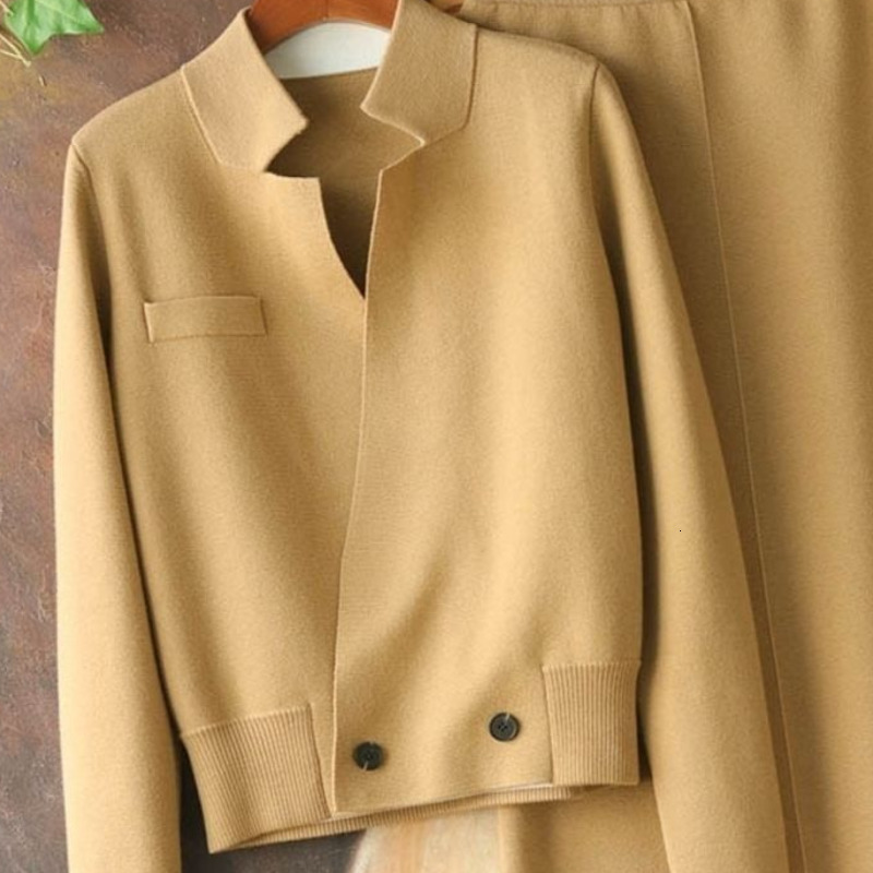 Two Piece Dress OCEANLOVE Office Lady Skirts Sets Solid Autumn Winter Womens Outifits Vintage Work Fashion Conjuntos De Falda 230925