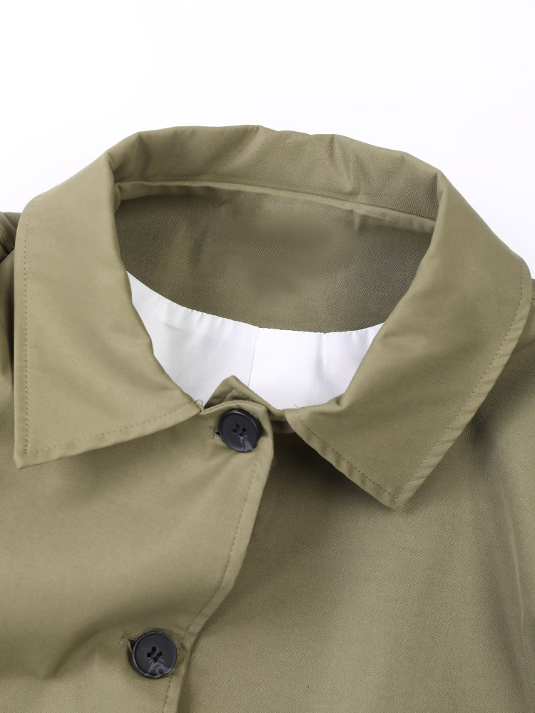 Womens Wool Blends EAM Green Brief Big Size Trench Women Lapel Long Sleeve Loose Fit Windbreaker Fashion Spring Autumn CPG0124 230925