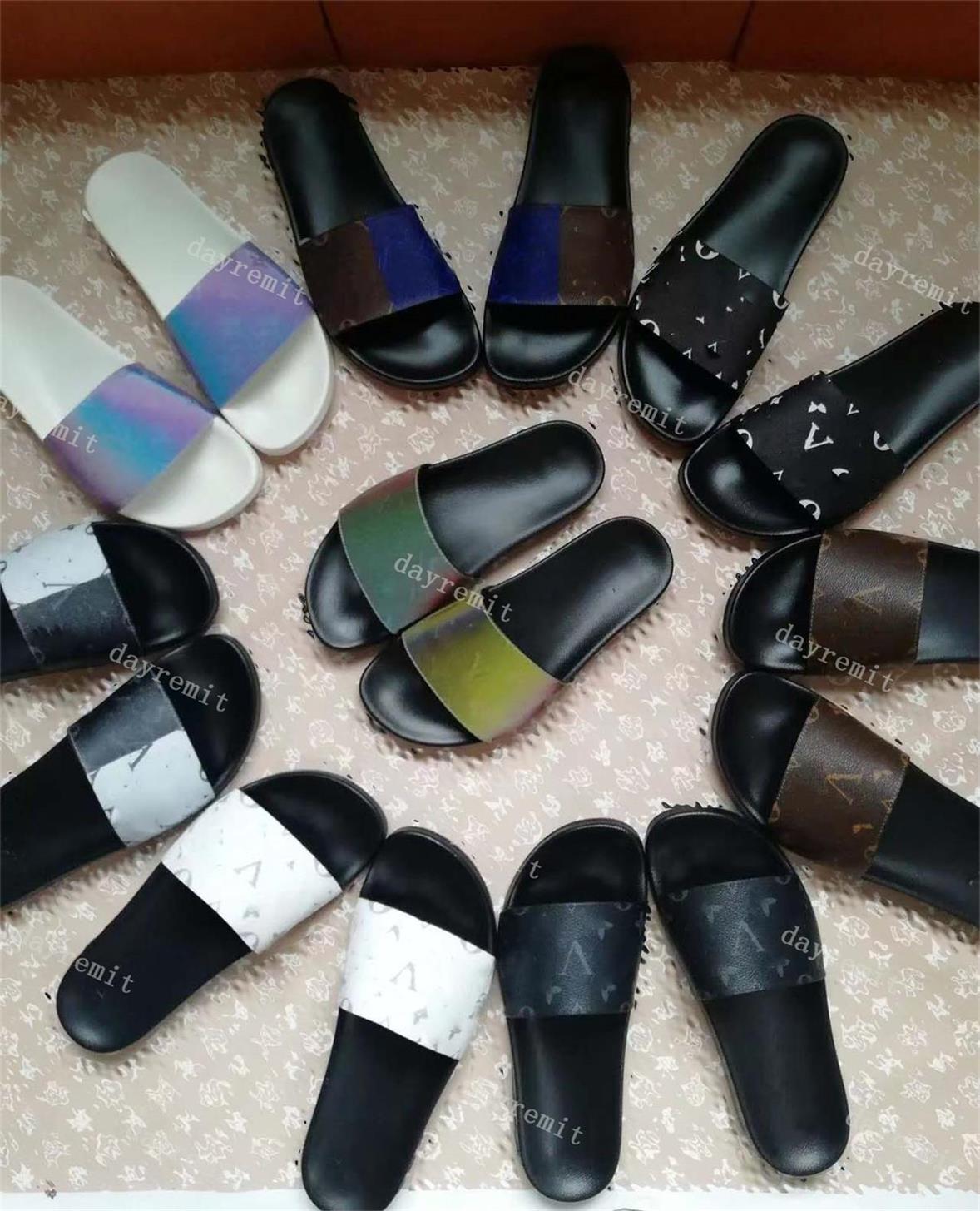 Brand Slippers Dupe AAAAA Mems Women Slides Dupe Designers Sandals Leather Flat Slippers Lady Old Flower Summer Printed Slide Beach Fashion