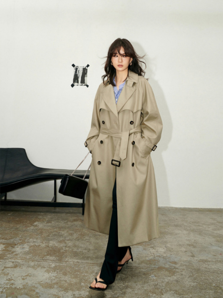 Womens Wool Blends Women Windbreaker Autumn Classic Fashion Loose Midlength Camel Long 230926