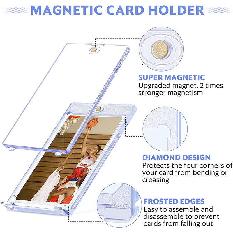 Business Card Files 10PcsPack Magnetic Holder 35Pt for Trading Cards Baseball Protector Case Magnet Top Loaders Sports 230926