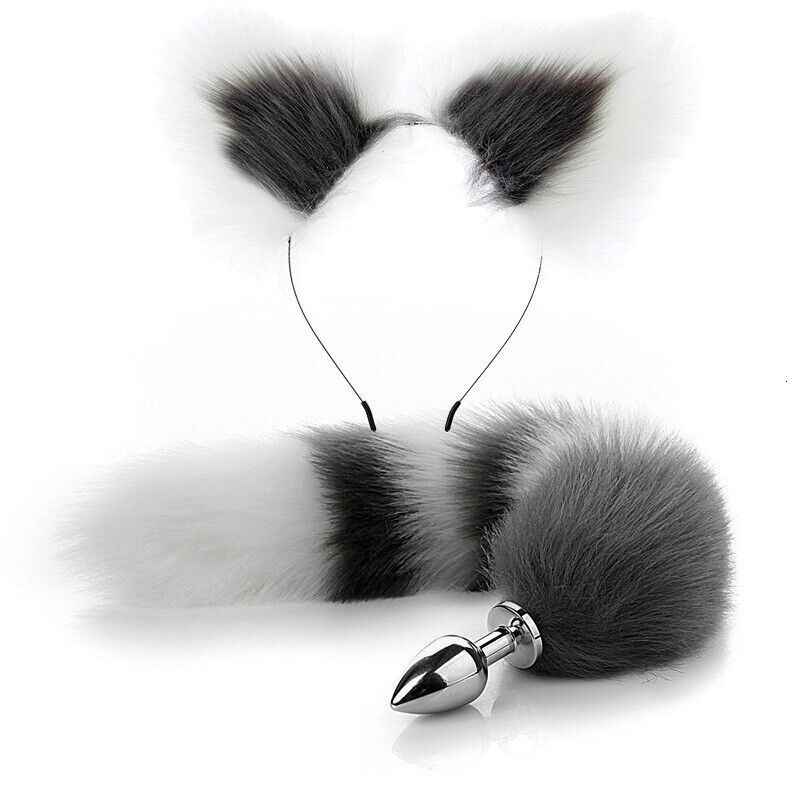 Anal Toys 40cm Tail Plug Sexy Plush Cat Ears Headbands Set Butt Erotic Cosplay Sex for Women Masturbating 230925