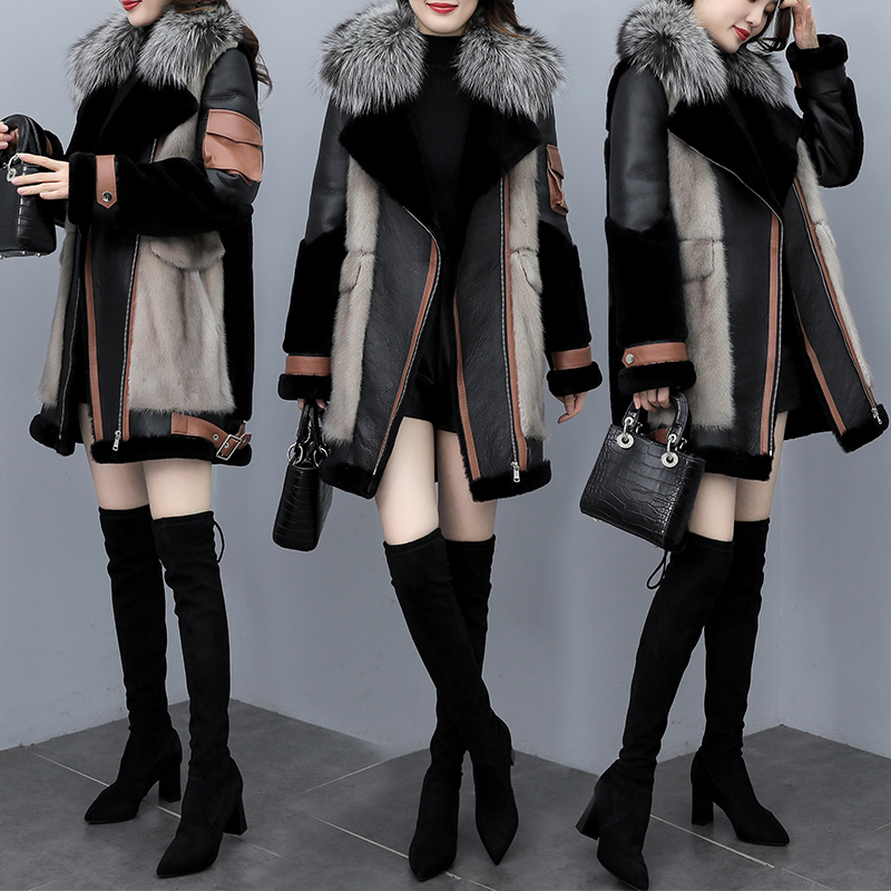 Womens Fur Faux Winter Fashion Coat Korean Loose Spliced Collar Warm Coats Female Long Parker Overcoat 230925