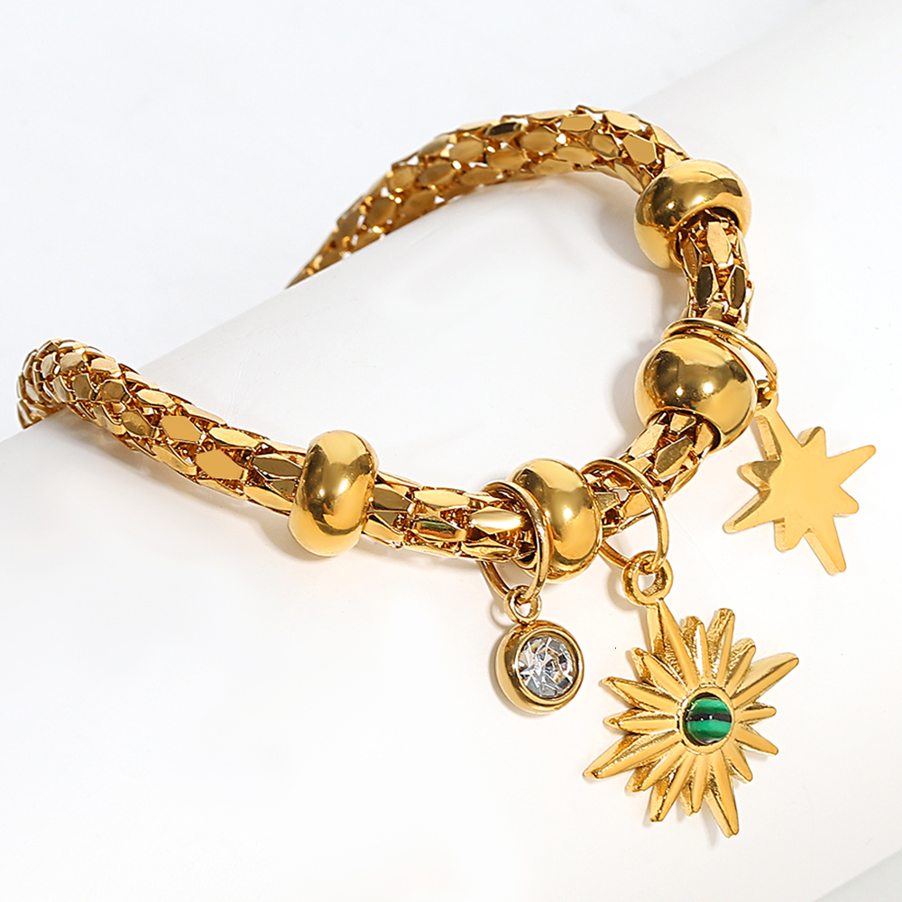 Bangle Trendy Octagram Star Charm Bracelet For Women Fashion Starlight Pendant Chain Bracelets Vintage Eight Awn Wristband 230926