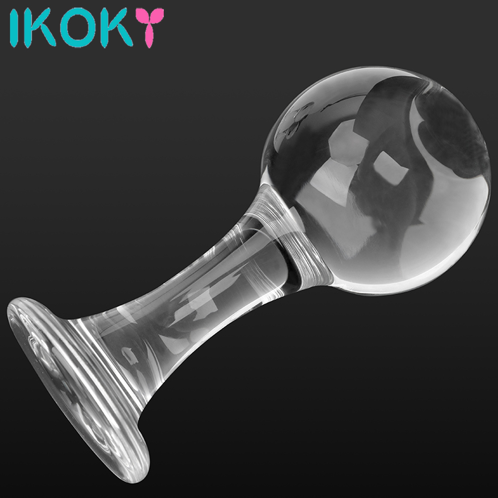 Adult Toys IKOKY 4560mm Big Ball Glass Anal Butt Plug Crystal Vagina Bead Dildo Female Masturbate Sex Toy for Gay Men Women 230925