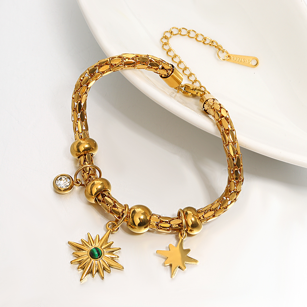 Bangle Trendy Octagram Star Charm Bracelet For Women Fashion Starlight Pendant Chain Bracelets Vintage Eight Awn Wristband 230926