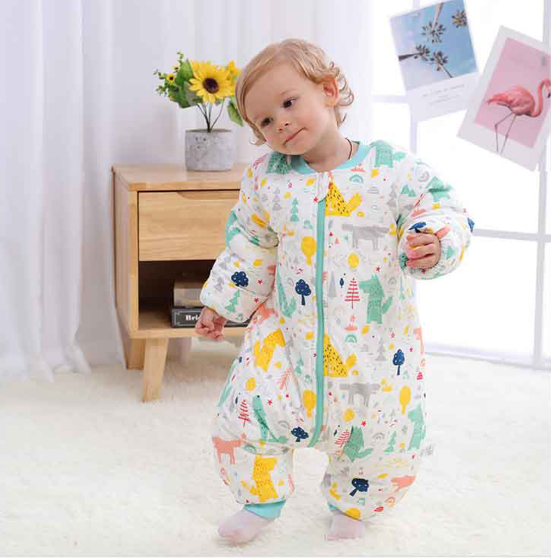 Sleeping Bags HappyFlute Baby 100% Cotton Sleeping Bag Long Sleeve Winter Cartoon Split Leg Baby Cloth Fit 0~6 Year Baby 230926