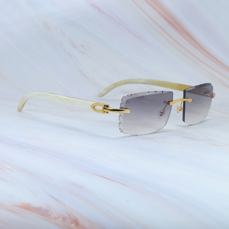 Classy glasses White Buffalo Horn Sun Glasses Small Diamond Cut Sunglasses Real Buffalo Horn Stylish Vintage Carter Luxury Eyewear Gold Frame