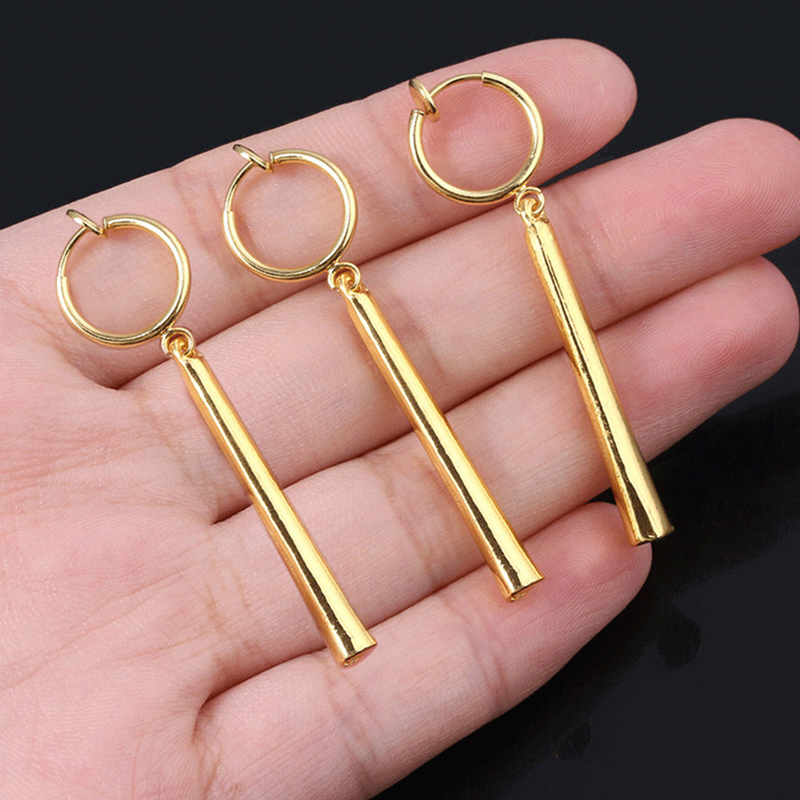 Hoop Huggie Kiss Jewelry Unisex 3Pcs set Zoro Cosplay Earrings Prop for Women Men Long Column Pendant Drop Ear Clip Friends Gift 230926