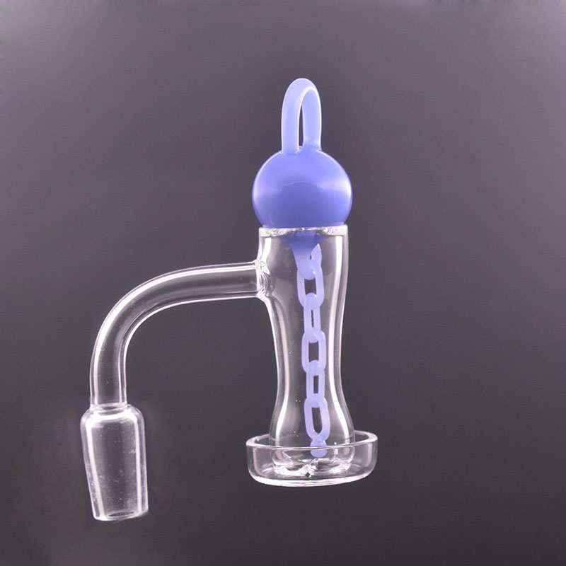 2pcs Smoking Pipe Full Weld Beveled Edge Terp Slurper Quartz Banger Nail with Glass Marble Chains Cap 10mm 14mm 18mm Male Female Nails for Dab Rigs Bongs