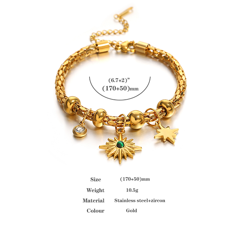 Bangle Trendy Octagram Star Charm Bracelet For Women Fashion Starlight Pendant Chain Bracelets Vintage Eight Awn Wristband 230926