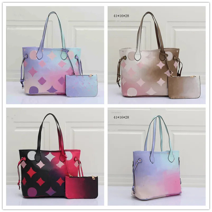 Sunrise Pastel Classice 2pcs set MM Totes composite Bags Colorful Womens Designer Shoulder Handbag Purse OnTheGo Tote bag SPRING IN THE CITY Cross Body Wallet AAA