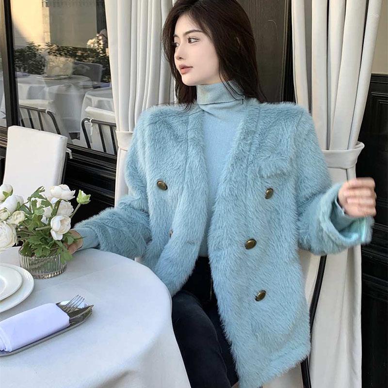 Womens Fur Xpqbb Fashion Faux Coat Autumn Winter High Quality Jacket Ladies Korean Chic Thick Warm Fluffy Overcoat