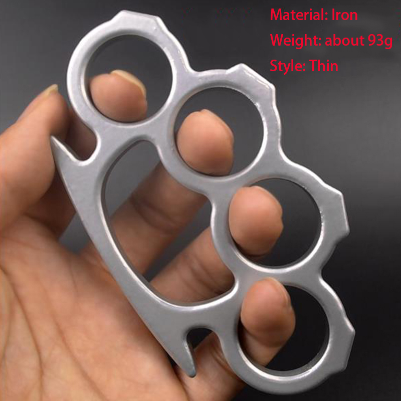 Iron Thickened Metal Knuckle Duster - Outdoor Self-Defense Finger Buckle for Fitness Training, Boxing, and Emergency Broken Window Tool EDC