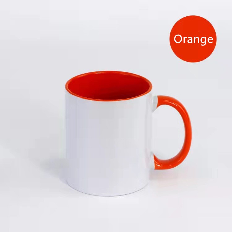 Wholesale! 11oz sublimation Inner colorfs coffe mugs Pearlescent ceramic mugs with colorful handle cups Reusable Tumblers LG14