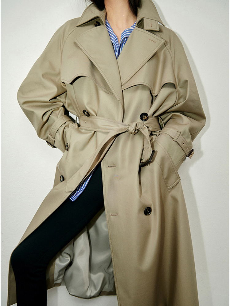 Womens Wool Blends Women Windbreaker Autumn Classic Fashion Loose Midlength Camel Long 230926