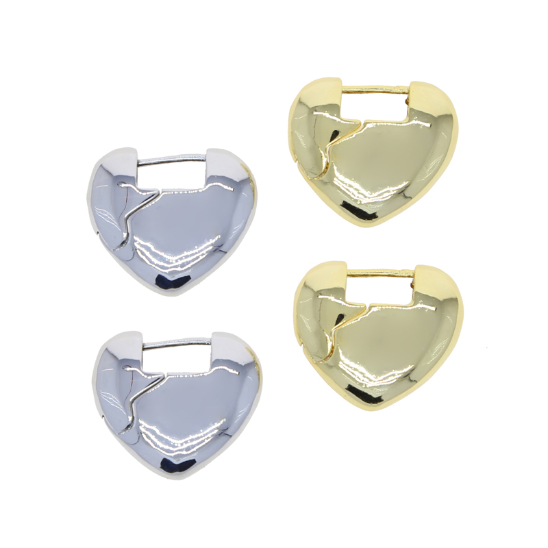 New Luxury Designer Crack Opening Big Heart Lock Stud Earrings Iced Out Bright Smooth Fashion Hip Hop Women Lady Festival Gift Jewelry H260202